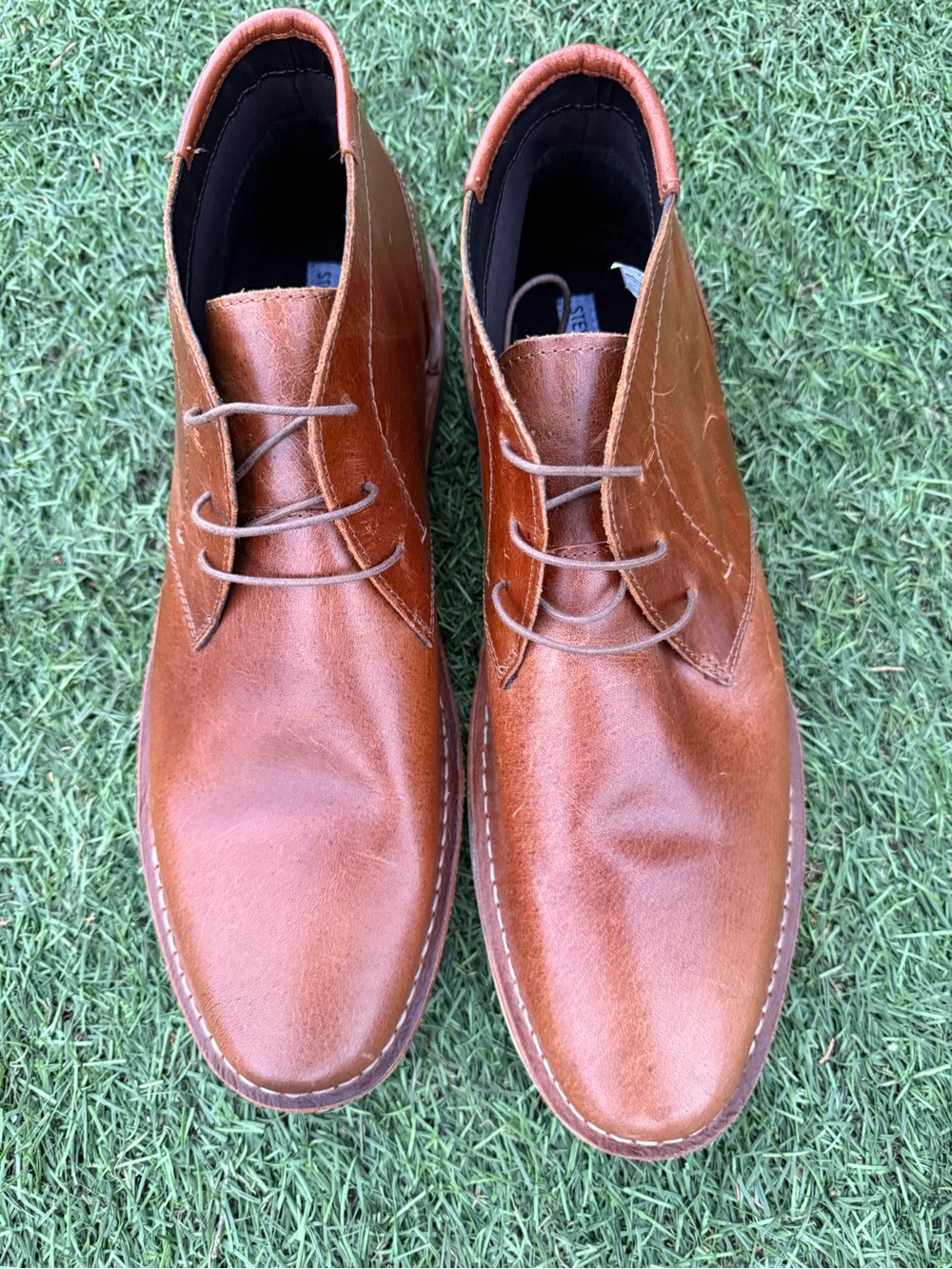 Steve Madden Men's Harken Leather Chukka Boots Cognac Sz(16)